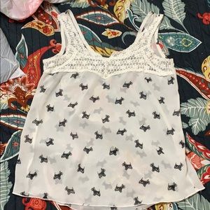 White see through tank top with black dogs